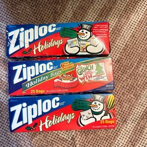 Lot of 3 Ziploc Holiday Bags 25 Count Snowman Grinch Christmas Food Storage 6